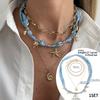 1SET European and American vacation ins shell starfish silk scarf stacked necklace, niche exotic love flower item jewelry women