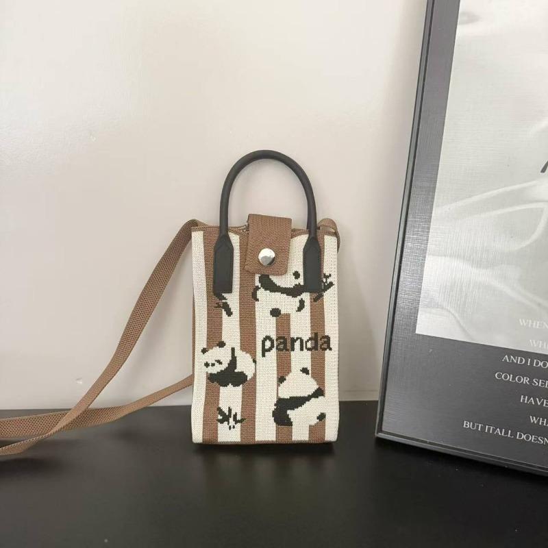 Spring New Mobile Phone Bag Flying Woven Bag Casual Women's Bag Bright Bear Versatile Knitted Bag Dopamine Small