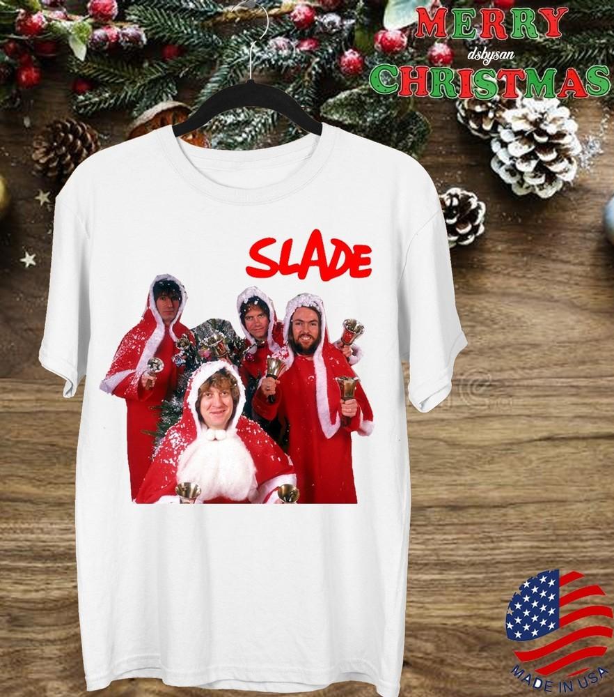 Merry Christmas Slade band T-shirt Unisex Tee White All Sizes E32.15 Unisex T-Shirt L