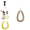 Stylish Pet Gold Chain Necklace With Funky Dog Dreadlock Wig Perfect For Halloween And Christmas Celebrations