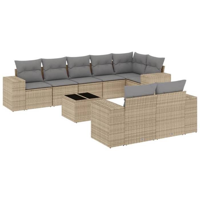 VidaXL Garden Lounge Set with Cushions 9 Pcs, Patio Sofas, Patio Furniture Set, Outdoor Furniture, Beige 3222828