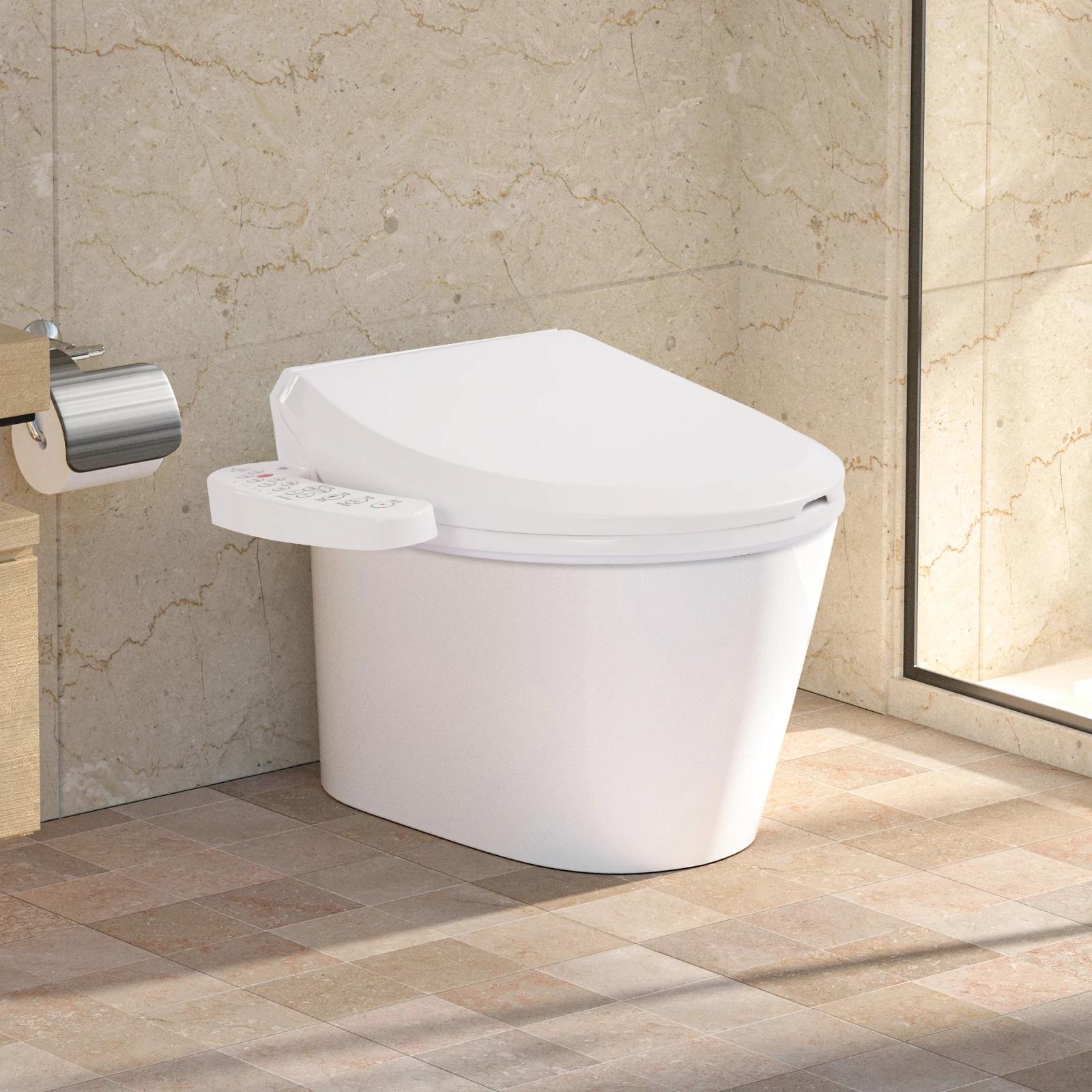 

Универсальная интеллектуальная крышка для унитаза с функцией дезодорации, автоматическим смывом и массажем, крышка для унитаза для спален и отелей Elongated&110V&US Plug белый