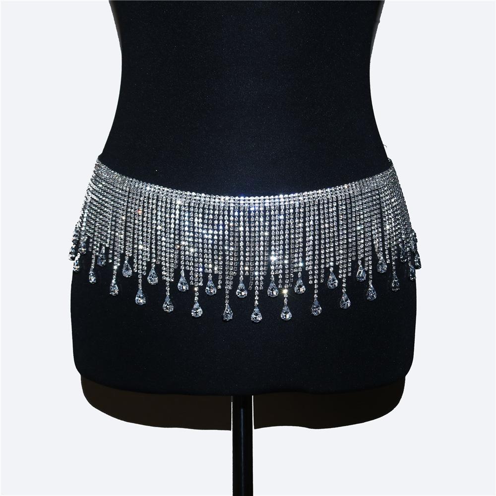 European And American Ins Colorful Fringed Shiny Rhinestone Skirt Chain, Dancer Stage Performance Belt Belt Chain Nightclub Queen Accessories