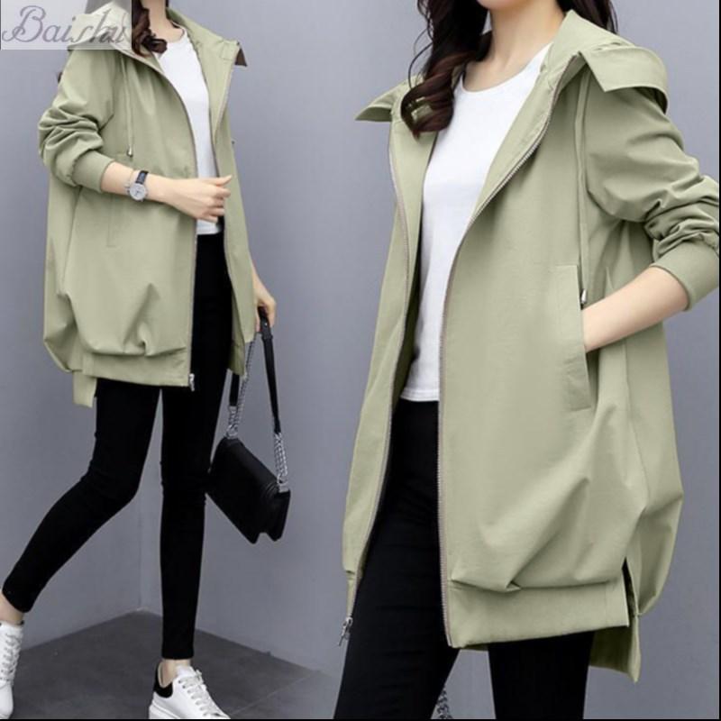 Damesjas Lange Mouw Casual Windbreaker Vrouwelijk Capuchon Overjas Losse Basisjassen Dames Bovenkleding