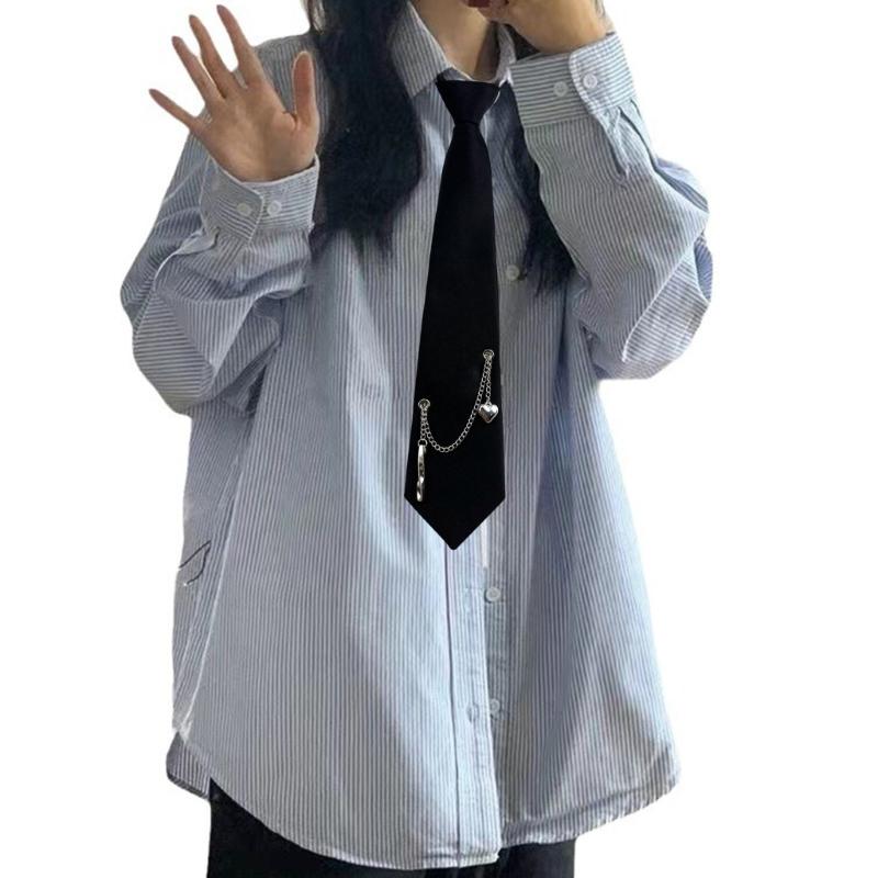 PreTied Women Necktie With Quick Zipper Design Fashion 2000s Punk Chain Decors Neck Tie For Business Event Gathering