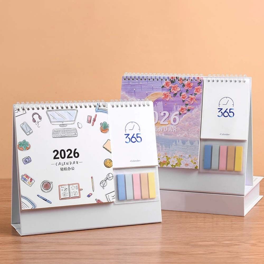 Coil Binding 2026 Desk Calendar Month Date Display Standing Flip Calendar Home Decoration