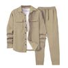 2 pezzi/set uomo abbigliamento sportivo set bavero manica lunga patta tasche cappotto elastico coulisse in vita