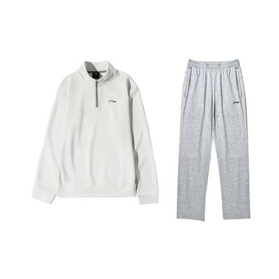 Li Ning Volný Stojáček Dlouhý Rukáv Vyšívané Logo Ležérní Sportovní Oblek Unisex oblek AWDUF25-2+AKLU881-2