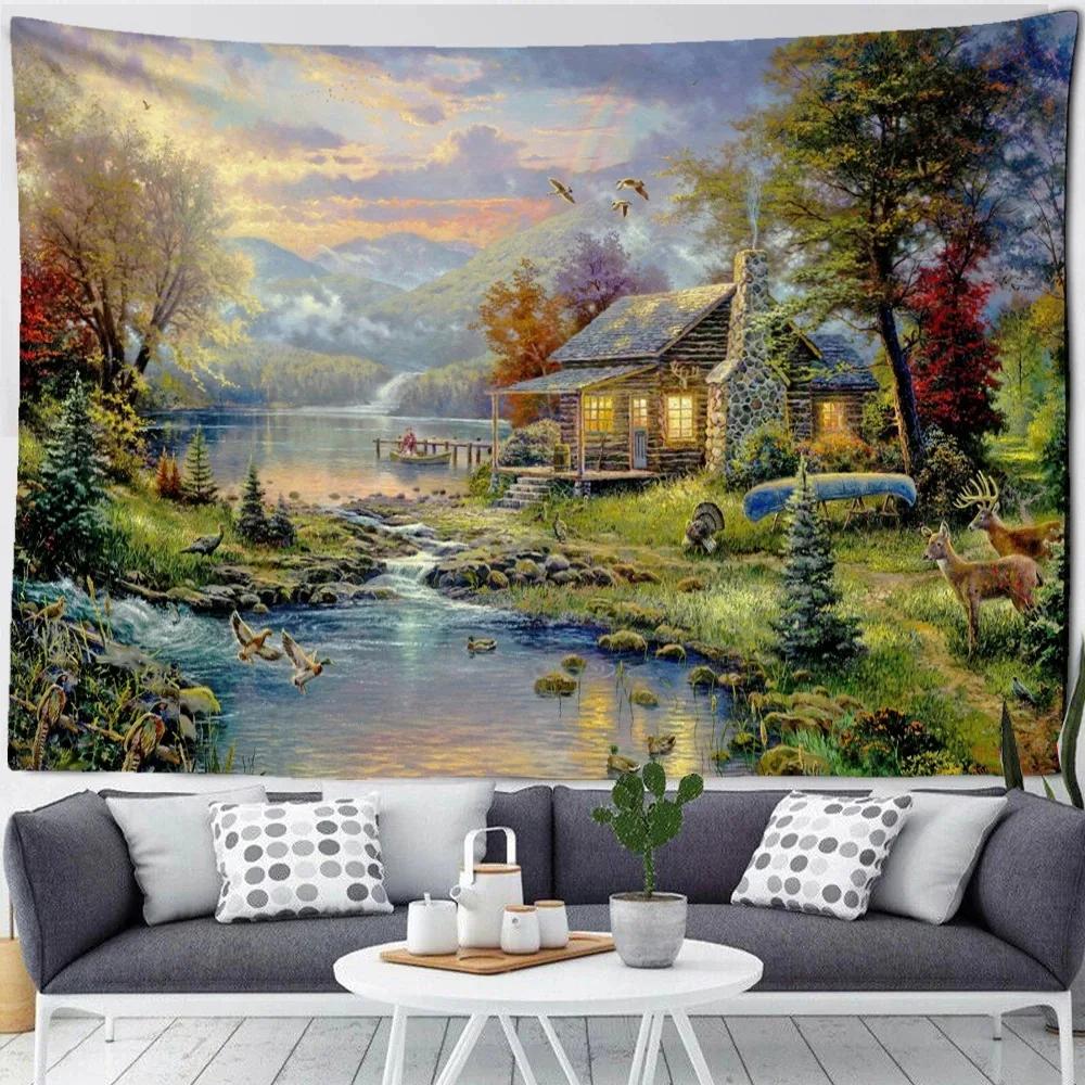 Christmas Snow Forest Scenery Tapestry Bedroom Living Room Home Wall Decoration