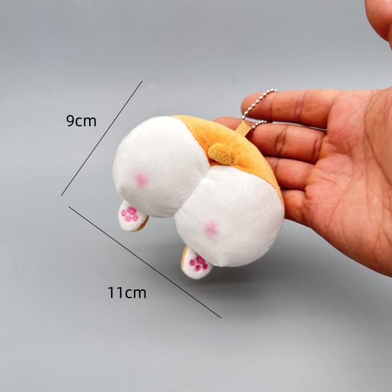 Kawaii Cat Dog Buttocks Plush Keychain Cute Soft Animal Backpack Pendant Lovely Soft Fidget Toy Reduce Stress Doll Birthday Gift