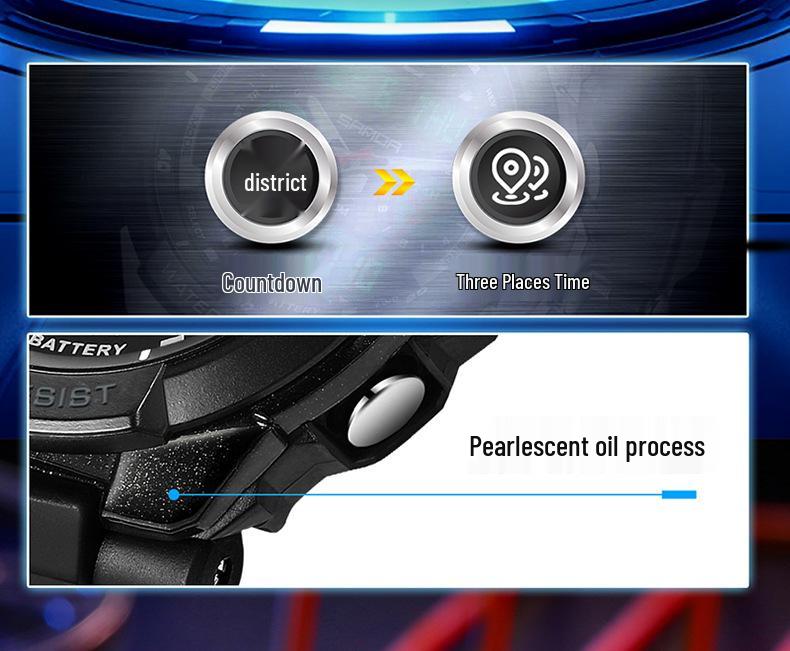 Sanda Electronic Watch: Fashionable, Versatile, Luminous, Waterproof Sports Watch for Middle School Students with Alarm Clock Function.