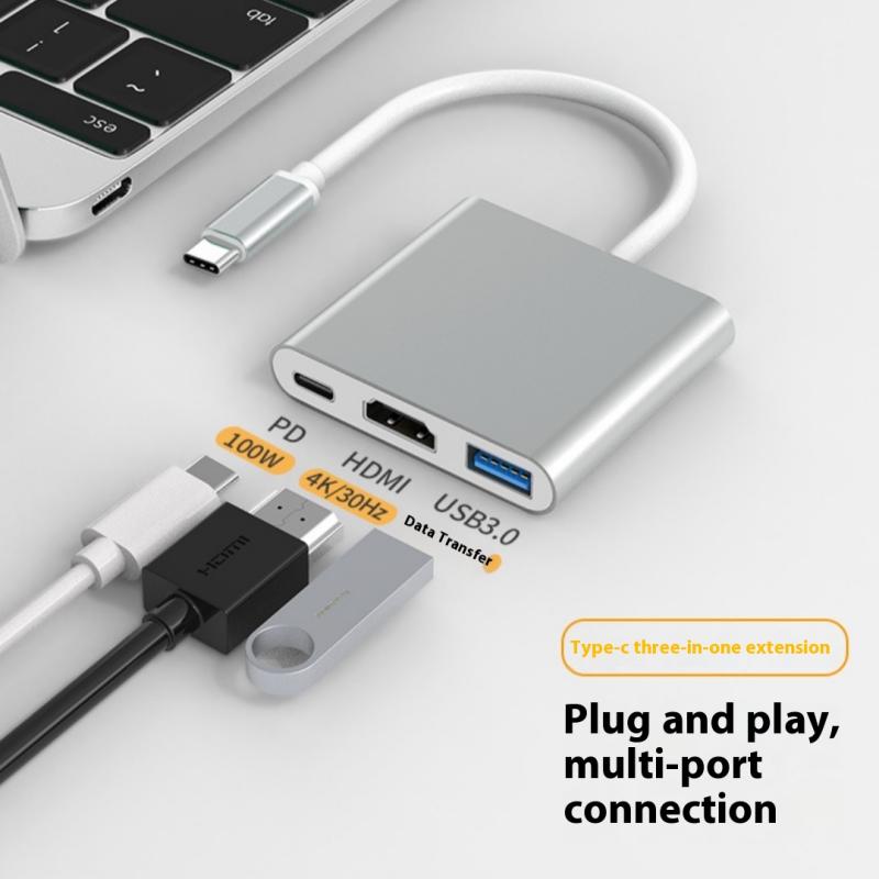 1ks Typ C Na Hd Konvertor Rozšiřující Otg Adaptér 3 V 1 Typ C 3.0 Hub S Hdmi 4K Rozbočovačem Čtečka Karet USB Disku PD Nabíjecí Dok