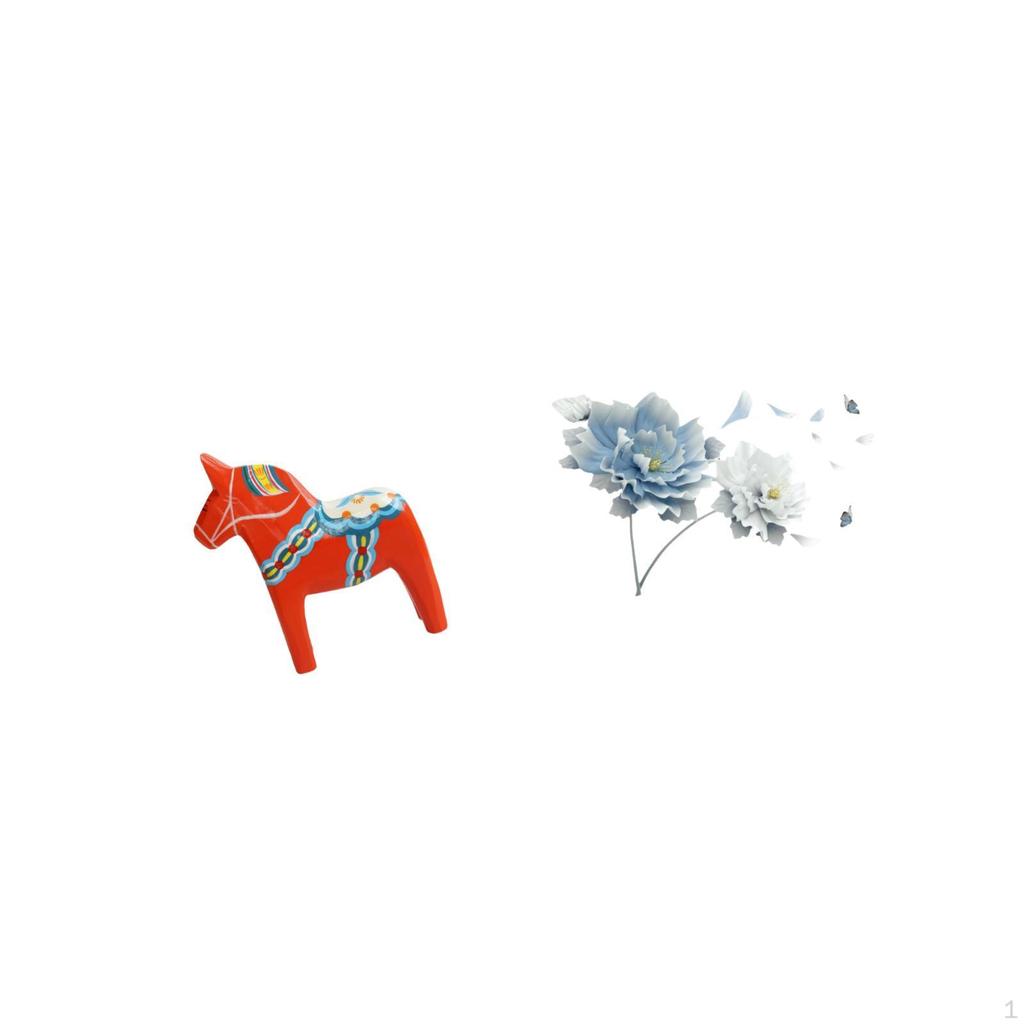 Swedish Ornament Collectible Dalecarlian Horse Figurine Animal Sculpture Retro Decorative PVC Wall