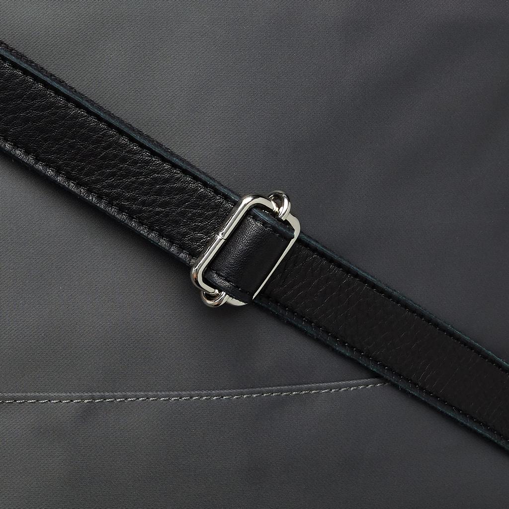 Real Mind 2-Way Shoulder Bag (220012-04) by Weilner, Made with Premium Eco-Friendly Cowhide and Eco-Nylon, Light Gray, for Women