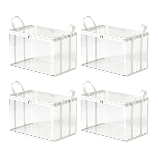 Clothes Storage Box, Durable Clear PVC Storage Bins, with Reinforced Handles Double Zipper Design, Large Capacity Moisture-Proof Organizer Bags