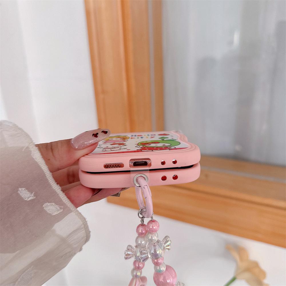 Hello Kitty Samsung Galaxy Z Flip Series Folding Soft PC Phone Case with Lanyard