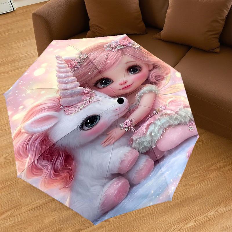1PC Unicorn Fairy Umbrella-8-Rib Reinforced, Automatic Open, Lightweight & Durable, Fashion Accessory for Outdoor, H0391