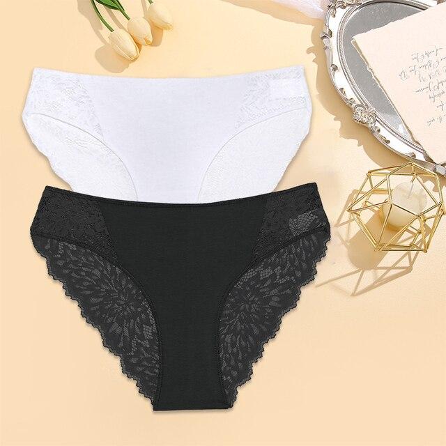 

FINETOO, 2 шт./компл., бесшовные кружевные трусики, женское нижнее белье, сексуальные трусы, стринги для женщин, женские трусики с цветочным принтом для девочек XL