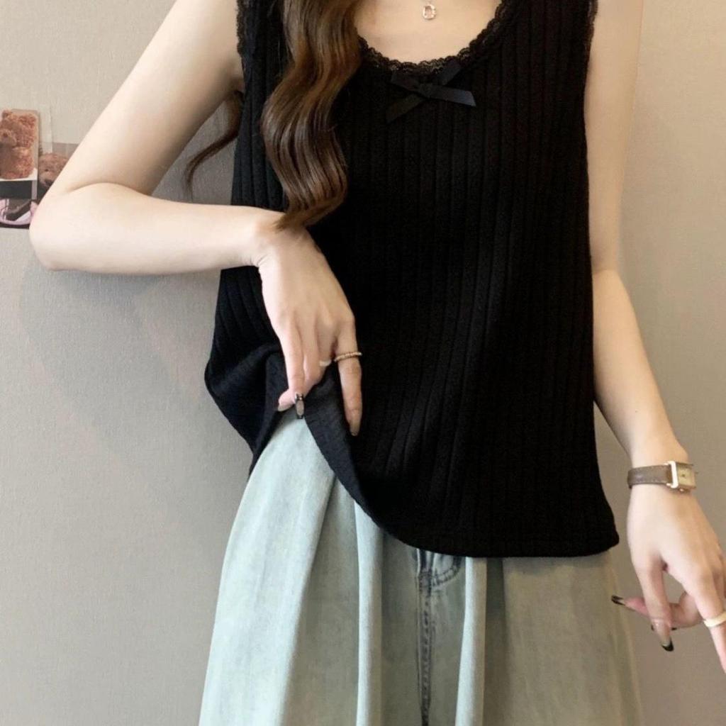 Spring/Summer 2026 Women's Plus Size Lace Trim Loose Camisole Tank Top
