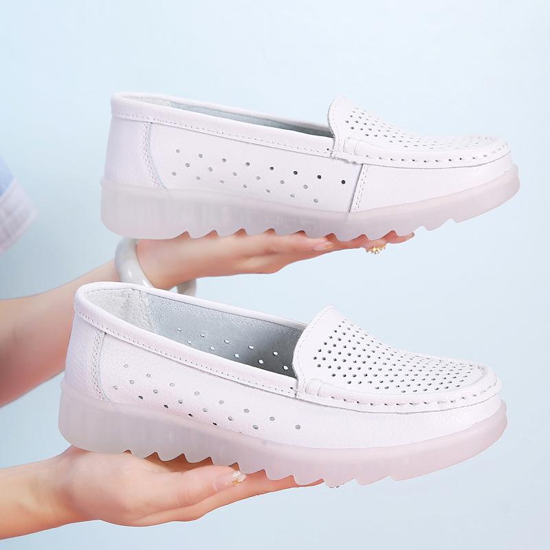 Women Summer Breathable Fitness Sneakers Women Soft Soled Casual Mom Shoes Work Nurse Shoes Flat Soled Bean Shoes for Women