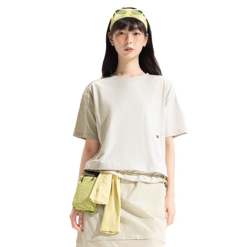 Li Ning CF Pure Color Round Neck Breathable Casual Loose Versatile Short Sleeve T-Shirt Women T-Shirts ATSV638-1
