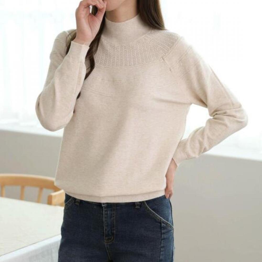 New Arrivals Open Run Women Mock Neck Round Knit Standard Winter Long Sleeve