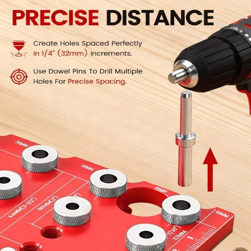 Aluminum 2 In 1 Hinge And Shelf Pin Drilling Jig For 5mm Straight Holes Precise Cabinet Door Installation Woodworking Tool