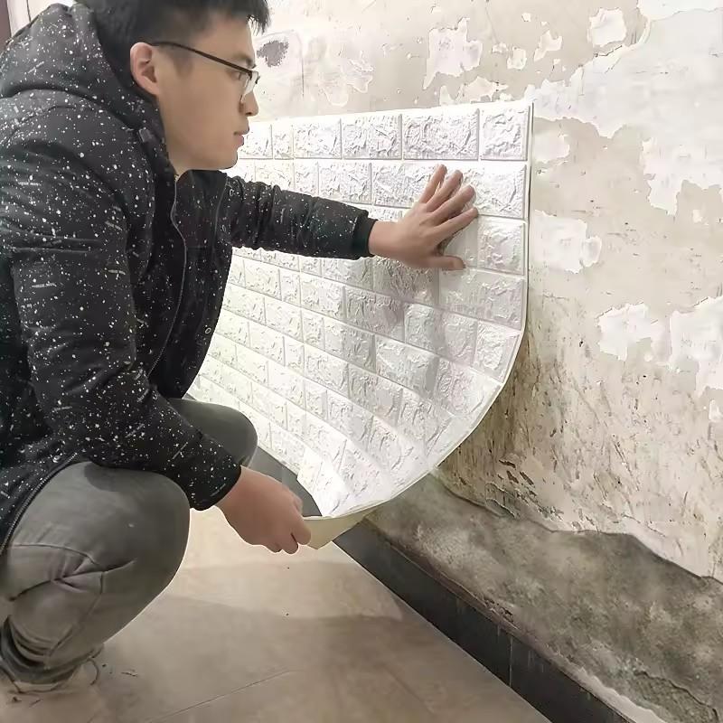 35x38.5CM DIY Self-adhesive 3D Wall Stickers For Bedroom Waterproof Home Decor Background Foam Brick Wallpaper