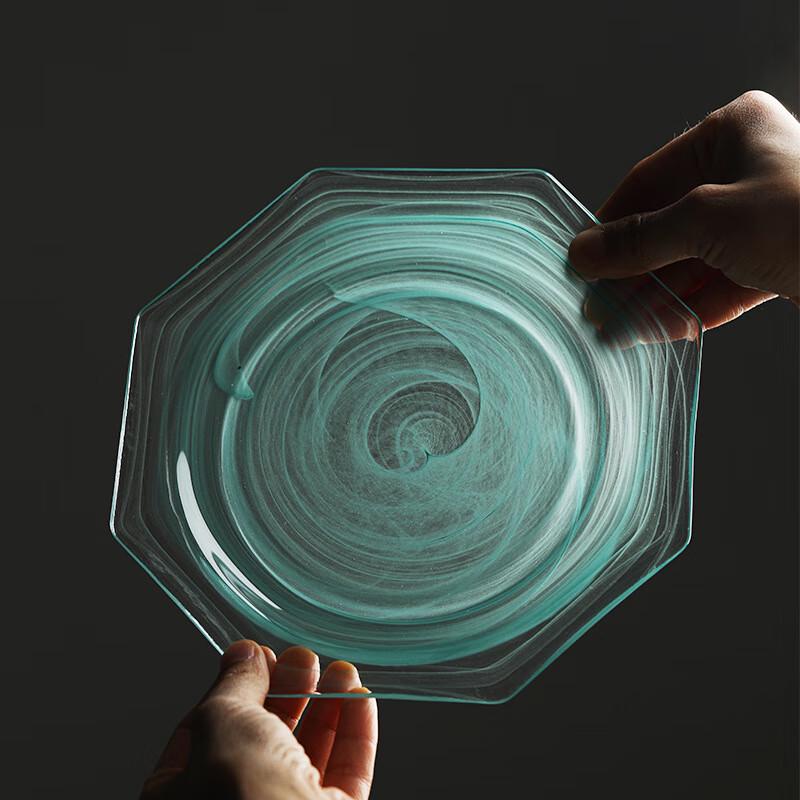 WY Cloud Mist Octagonal Glass Serving Plate Cloud Mist Octagonal Plate