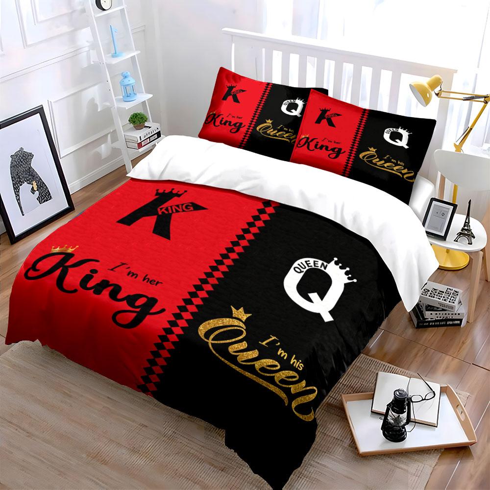 King and Queen Crown Bedding Set Bedding Duvet Cover Set Duvet Cover Pillowcases (1 * Duvet Cover 2 * Pillowcases, Without Duvet Insert)