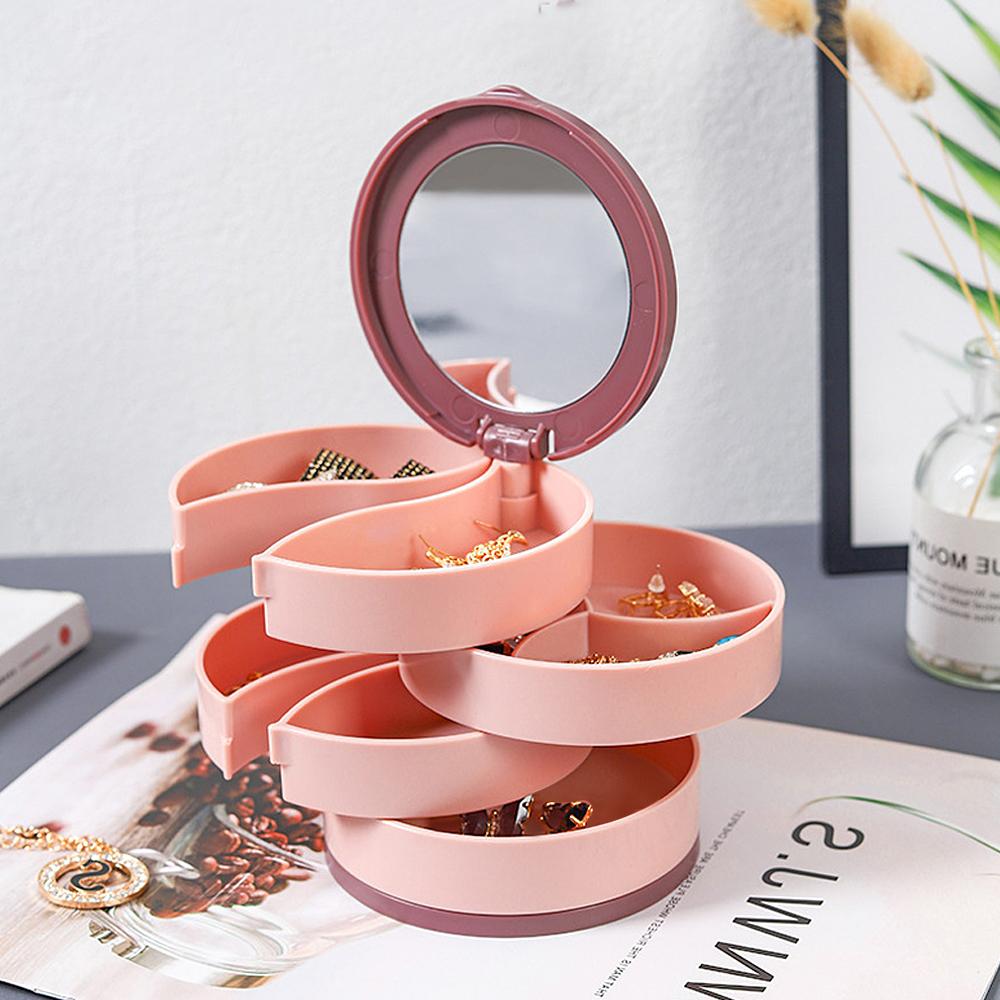360 Degree Rotating Jewelry Holder Display Tray Jewelry Storage Box Multilayer Rotating Plastic Stand Earring Ring Box Cosmetics