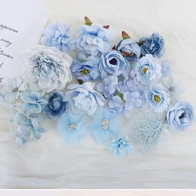 1 Busta Testa di Fiore Artificiale Europea Per Decorazione Casa Matrimonio Parete di Fiori Decorazione DIY Accessori per Capelli Corsage Kit Artigianale Floreale
