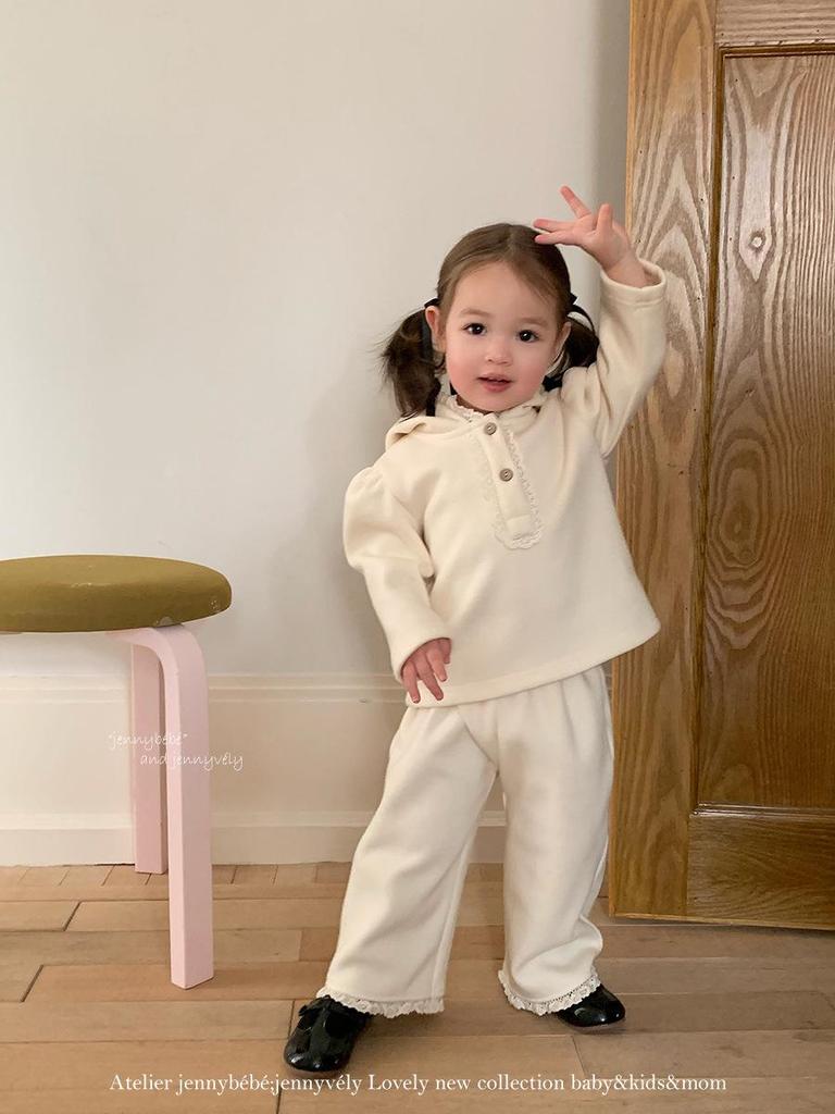 2026 Cute Elf Hat Hoodie & Fleece Warm Pants Set for Girls - Autumn/Winter