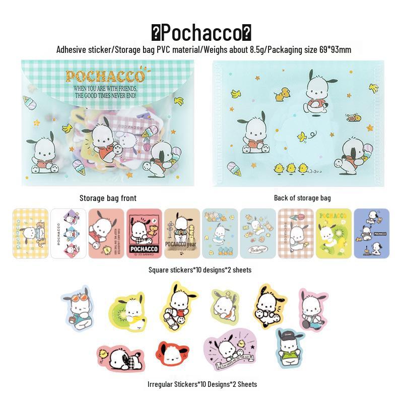 Sanrio Cartoon Paper Stickers: DIY Journal Decoration Pack with PVC Bag