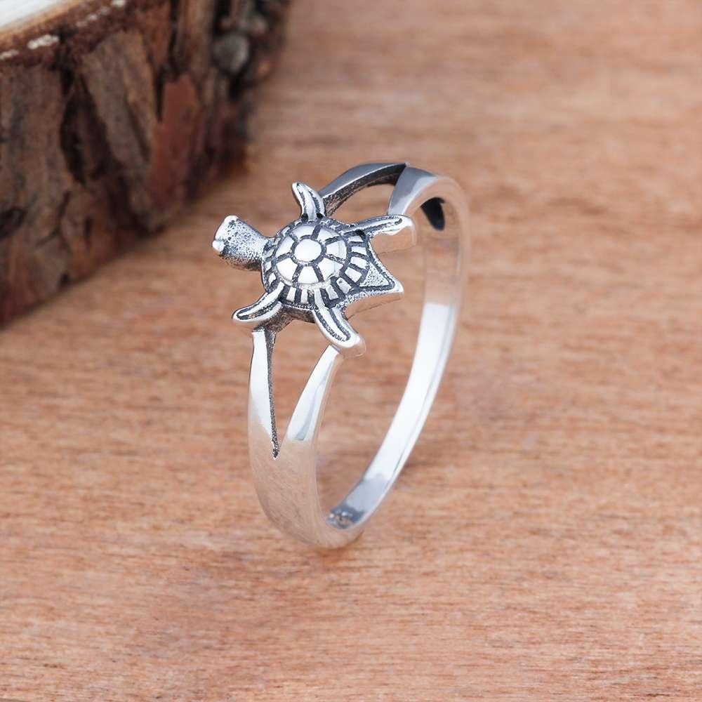Bohemian Vintage Cute Sea Turtle Ring For Women Girl Retro Copper Color Wedding Rings Anniversary Jewelry Valentine's Day Gifts