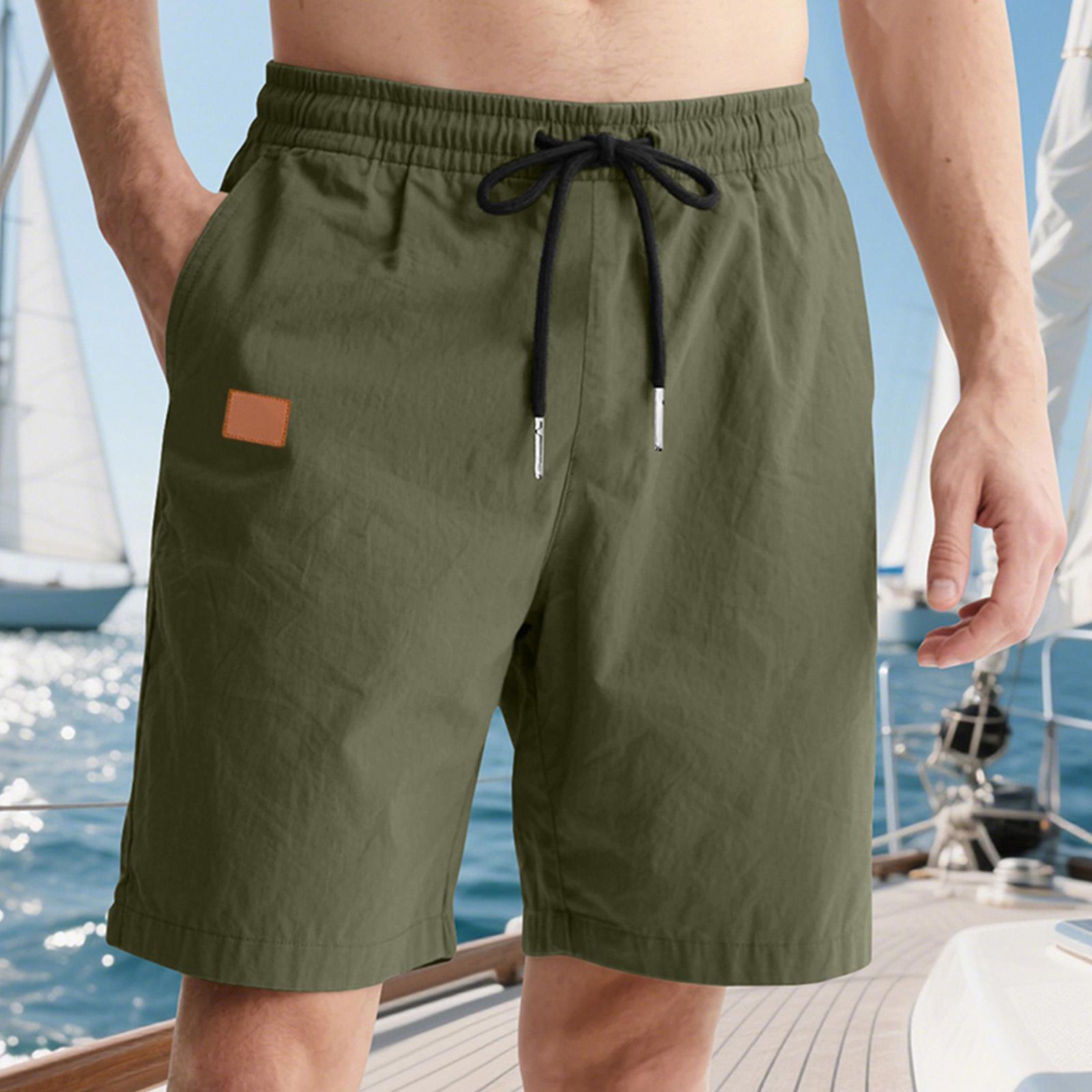 Men s Loose Casual Drawstring Shorts L армия зеленый