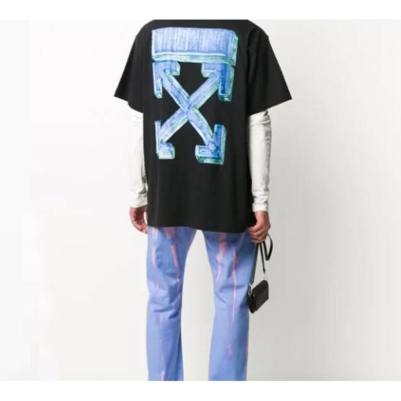 Off-White Fw20 Maker Arrows Print Short Sleeve Round Neck Men's OMAA038E20JER0021045