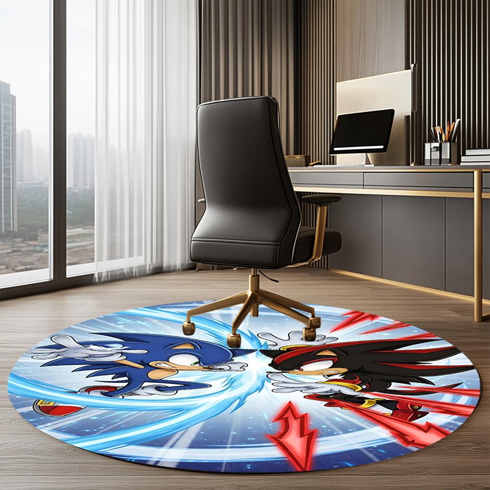 Sonic Printed Round Rug Carpet Chair Rug Area Rug Entryway Doormats,for Office Chair Living Room Bedroom Kitchen Room.