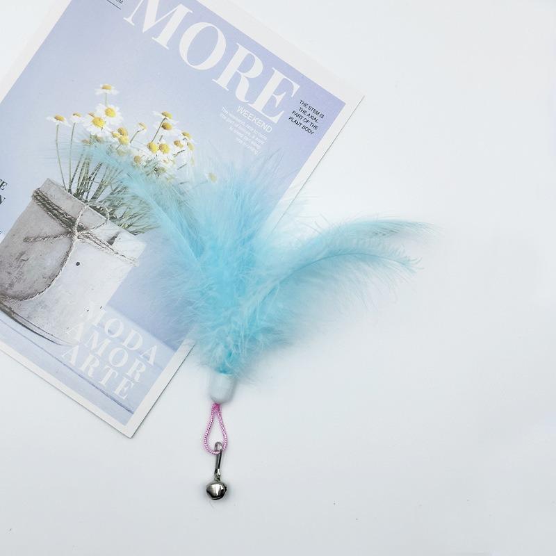 Cat Toys Cat Teaser SticksFeather BellsReplacement Heads Pet Plush ToysCat Teasing Gadgets and Pet Toys for Relieving Boredom