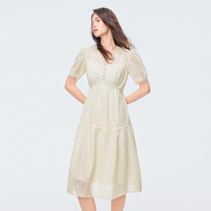 Romantic V-Neck Short Sleeve Midi Dress