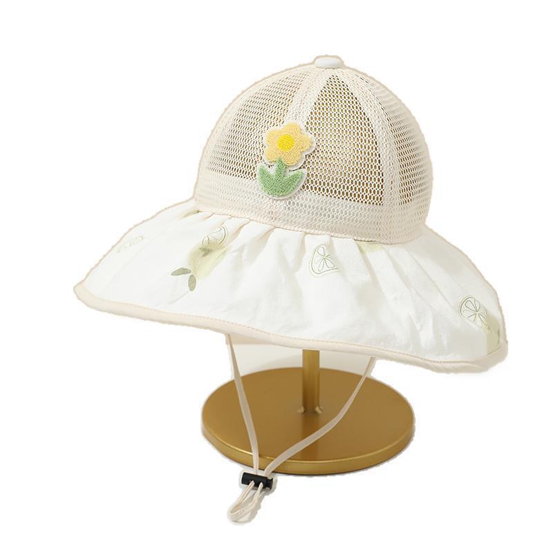 Summer Baby Girl Sun Hat Breathable Mesh Wide Brim UV Protection Sweet Bucket Hat Trendy Lightweight Outdoor Cap