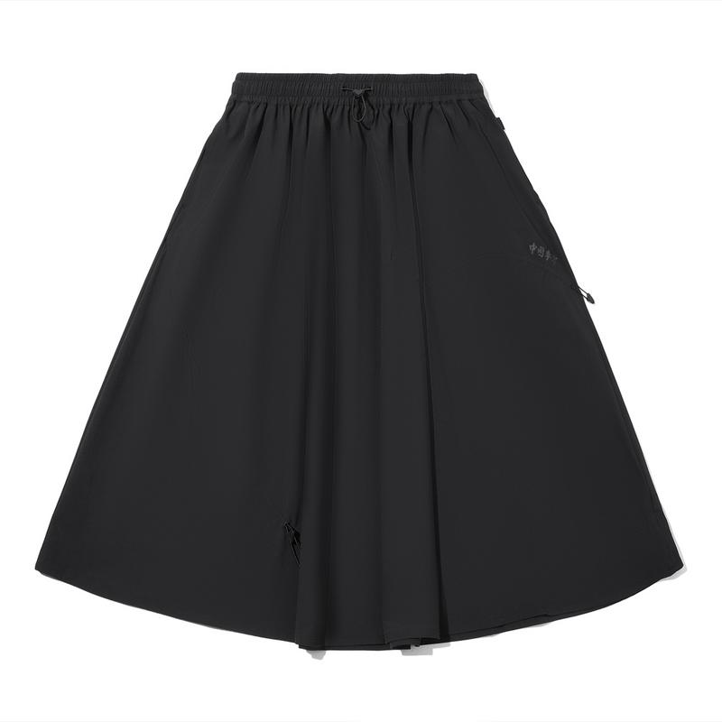 

Спортивная минималистичная однотонная свободная повседневная длинная юбка-макси для женщин Li Ning X Takashiya Collaboration Черный ASKV314-3 XL