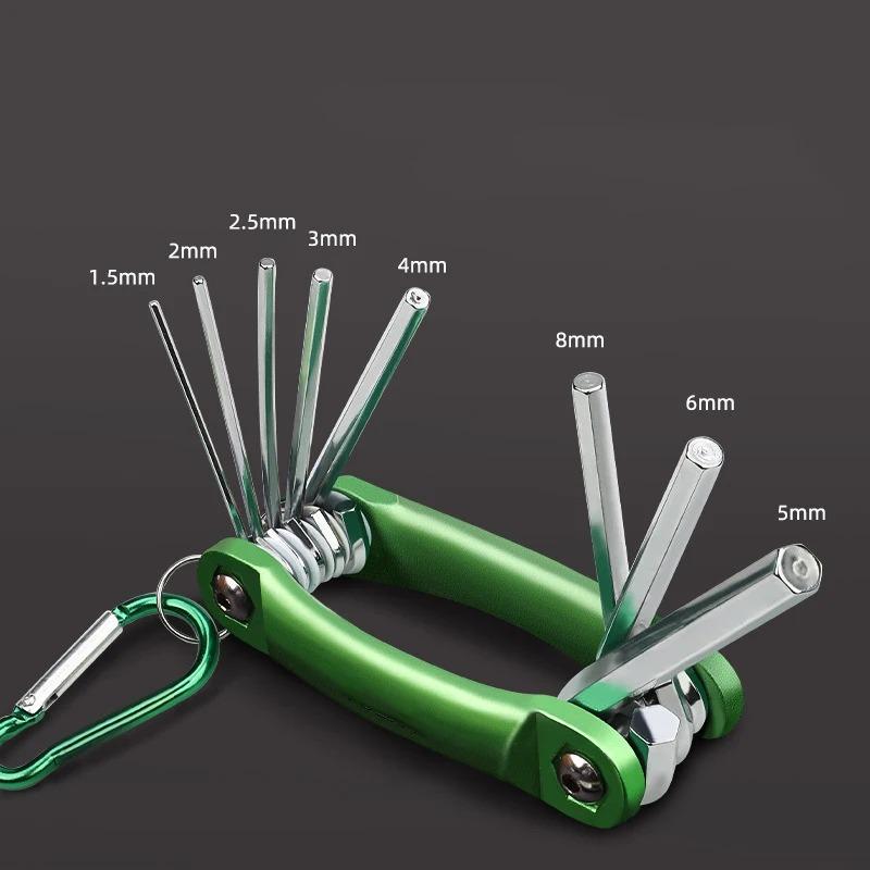 8 in 1Auto Repair Tool Hexagonal Wrench Set with Folding Function Portable Foldable Bike Multitool
