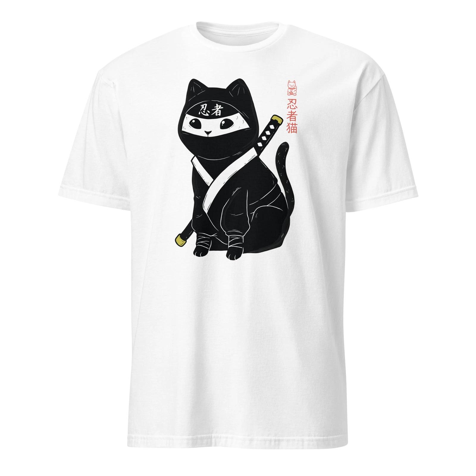 Ninja Cat Shirt Japanese Warrior Ninja Samurai Cat T-Shirt Size S-3XL Gift Tee 3XL