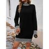 Women's Temperament Casual Color Blocking Sweater Dresses