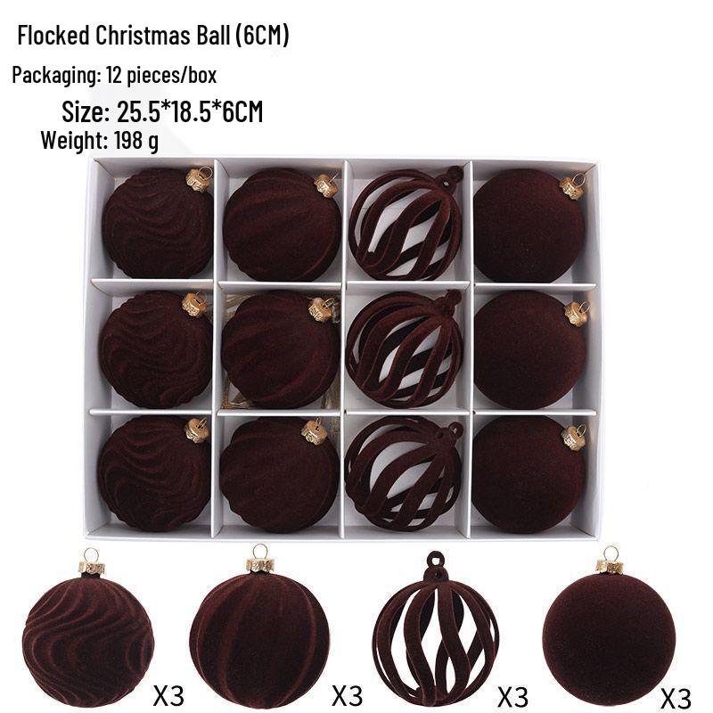 Colorful 6cm Cross-Border Christmas Ornament Balls – Flocked Hanging Decorations