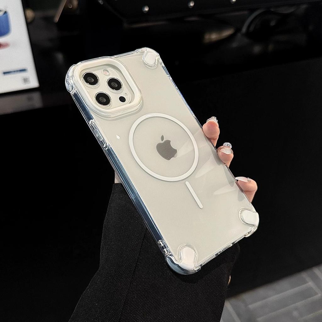 High-End Sense Einfach Transparent Magnetische Saugkraft Vier Ecken Fallschutz Weich für iPhone 16 Pro Max 15 Plus 14 Promax 13 12 11 Hülle