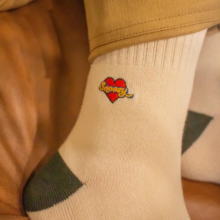 Snoozy Logo Embroidered Socks (Beige Khaki)