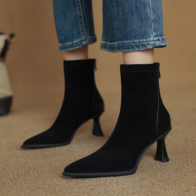 Fashion New Autumn Winter Women Boot Shoes for Women Pointed Toe Short Boots Fashion Boots Handmade High Heels Elastic Slimming Boots