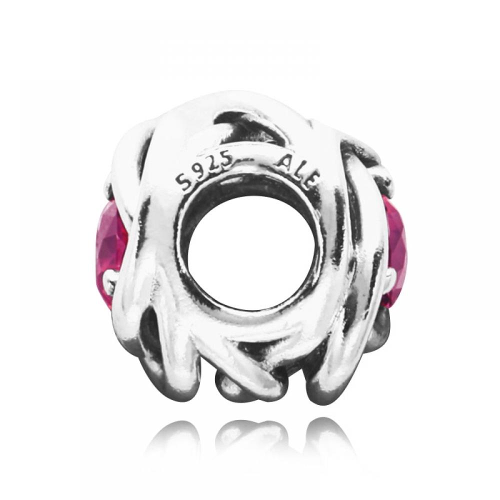 Pandora 790065c05 October Birthstone Pink Eternity Circle Silver Charm
